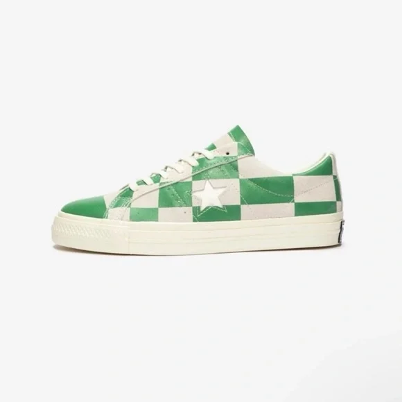 RARE‼️ Unisex NIB CONVERSE One Star OX Sneakers in White/Green Check, M10.5/W12 - Picture 2 of 12